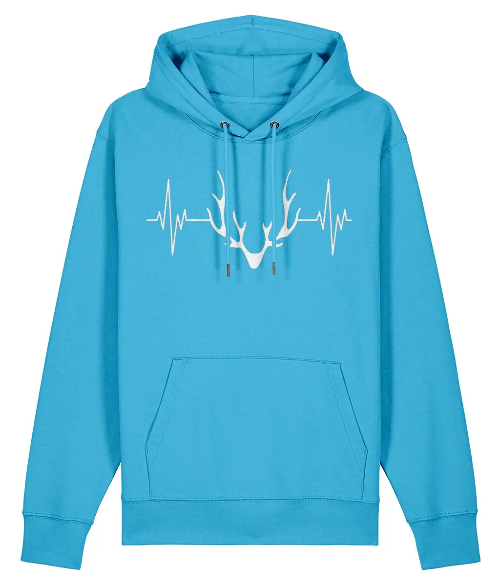 AlpenSucht® Unisex Hoodie "Herzschlag Geweih"
