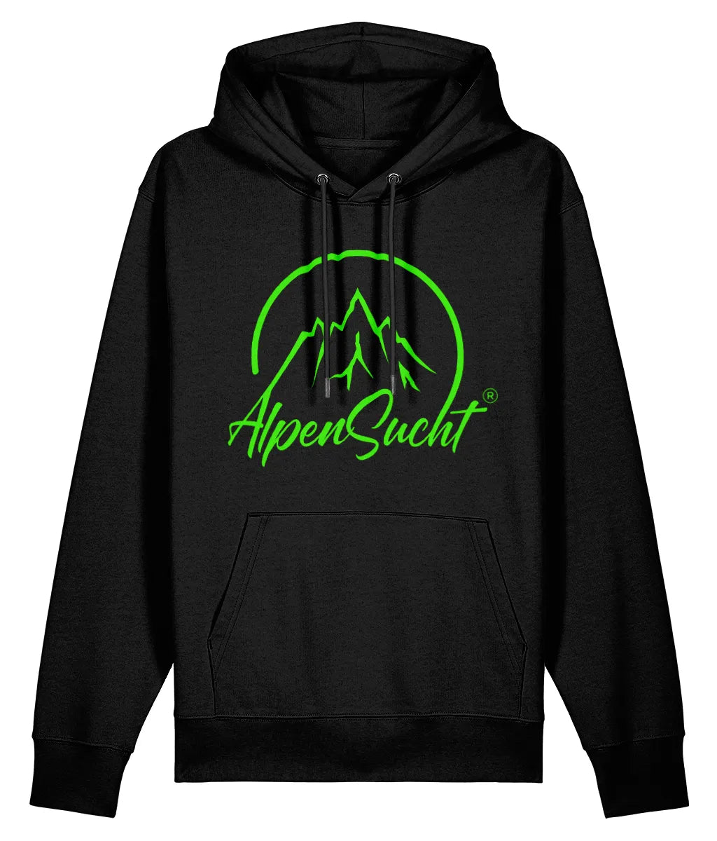 AlpenSucht® Unisex Hoodie mit grünem Logo