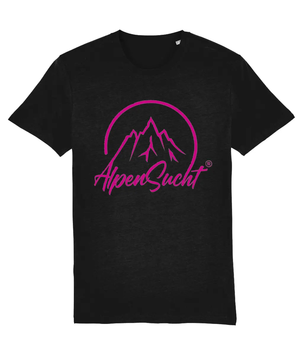AlpenSucht® Organic Unisex T-Shirt mit pinkem Logo