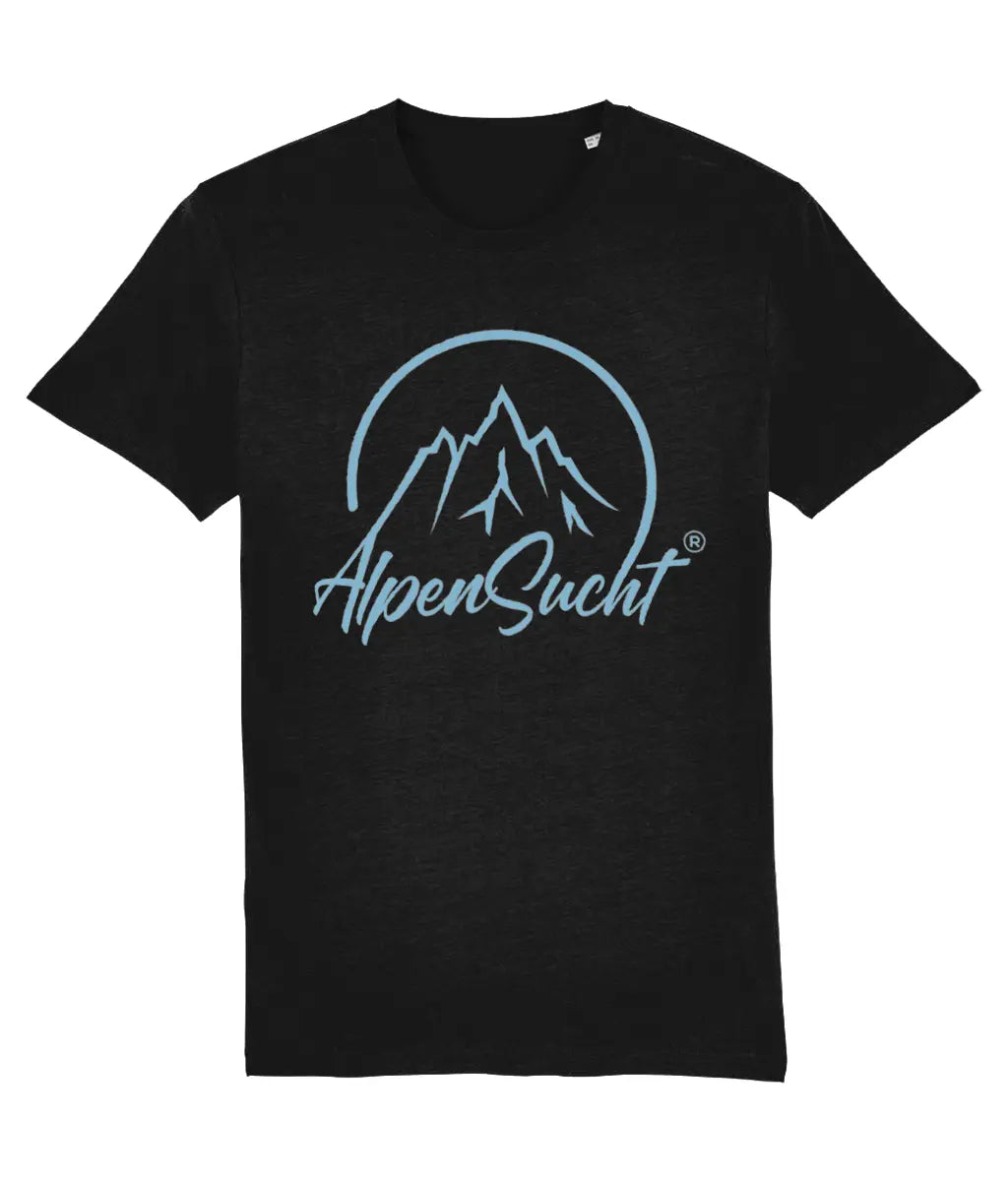 AlpenSucht® Organic Unisex T-Shirt mit eisblauem Logo