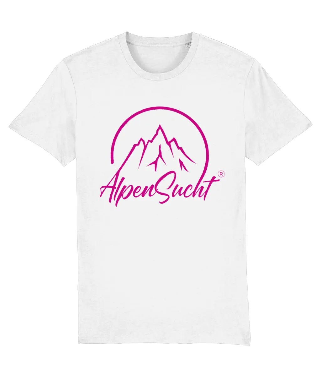 AlpenSucht® Organic Unisex T-Shirt mit pinkem Logo