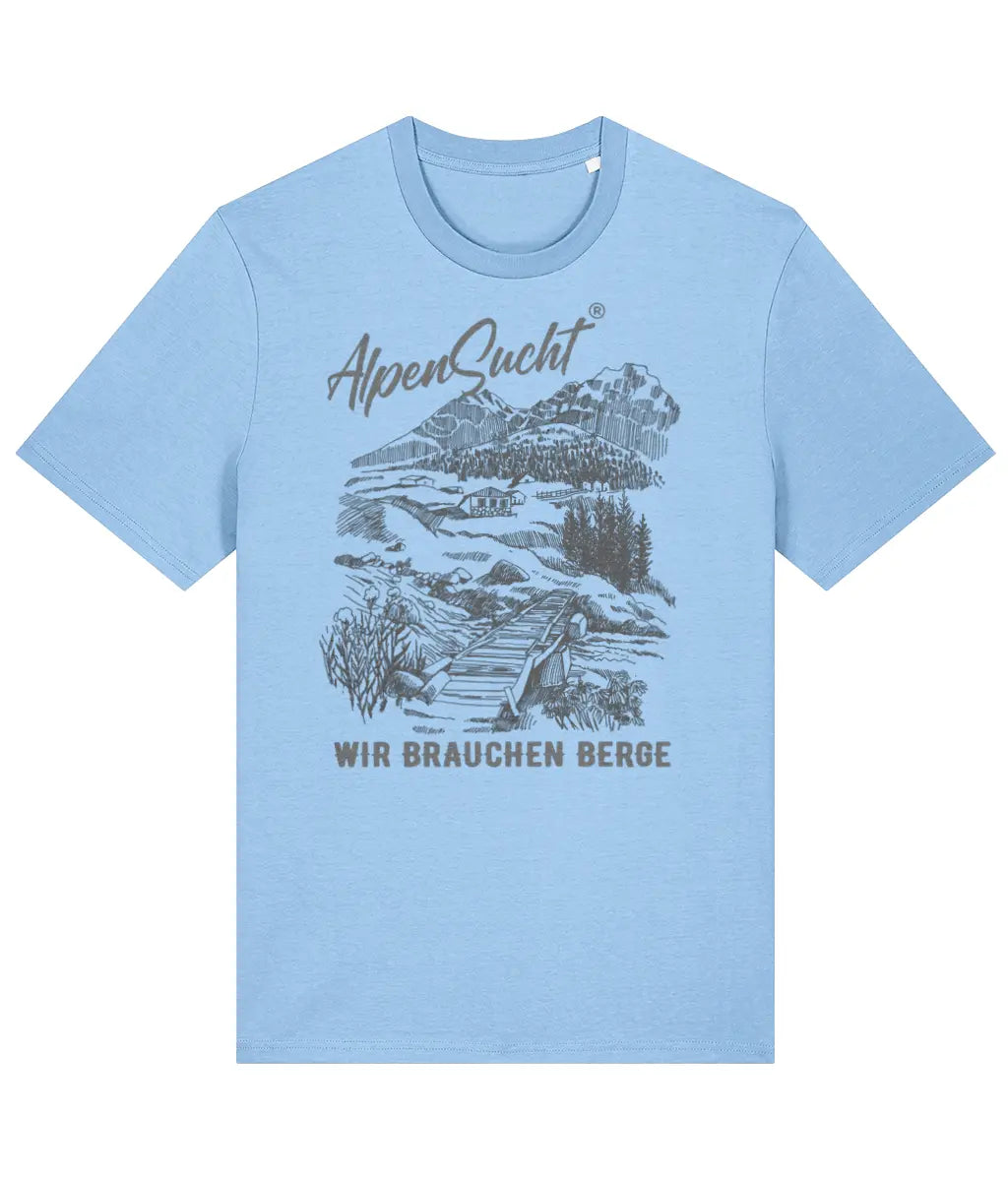 AlpenSucht® Organic Unisex T-Shirt "Wir Brauchen Berge"