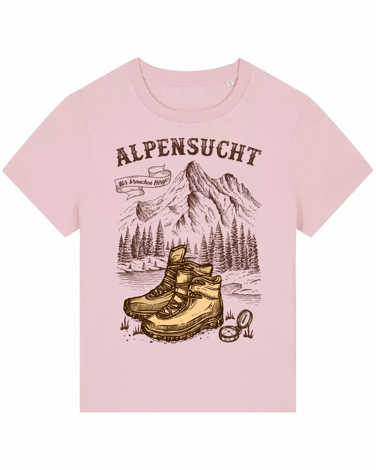 AlpenSucht® Organic Damen T-Shirt "Wanderschuhe"