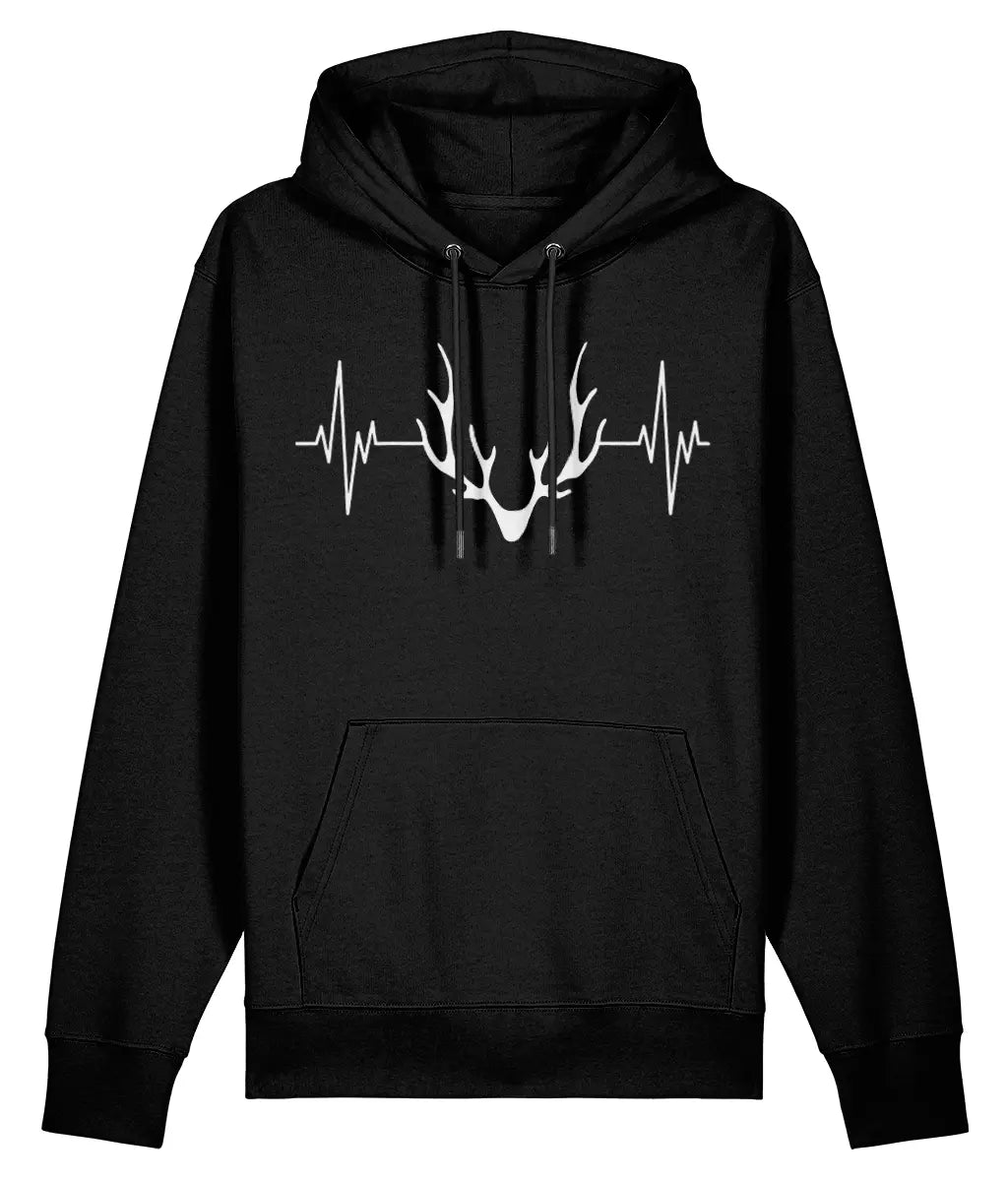 AlpenSucht® Unisex Hoodie "Herzschlag Geweih"