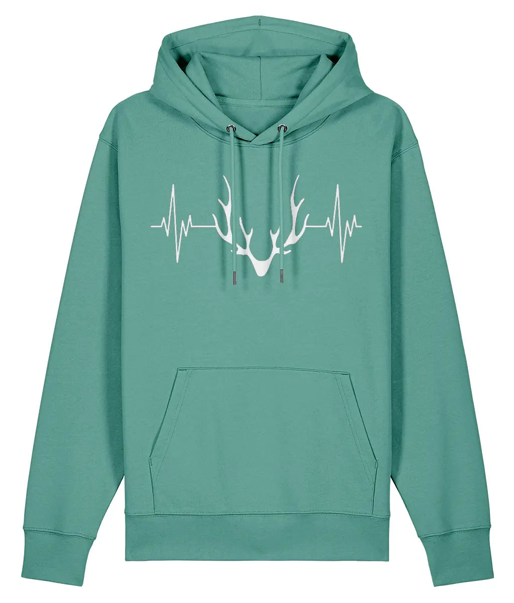 AlpenSucht® Unisex Hoodie "Herzschlag Geweih"