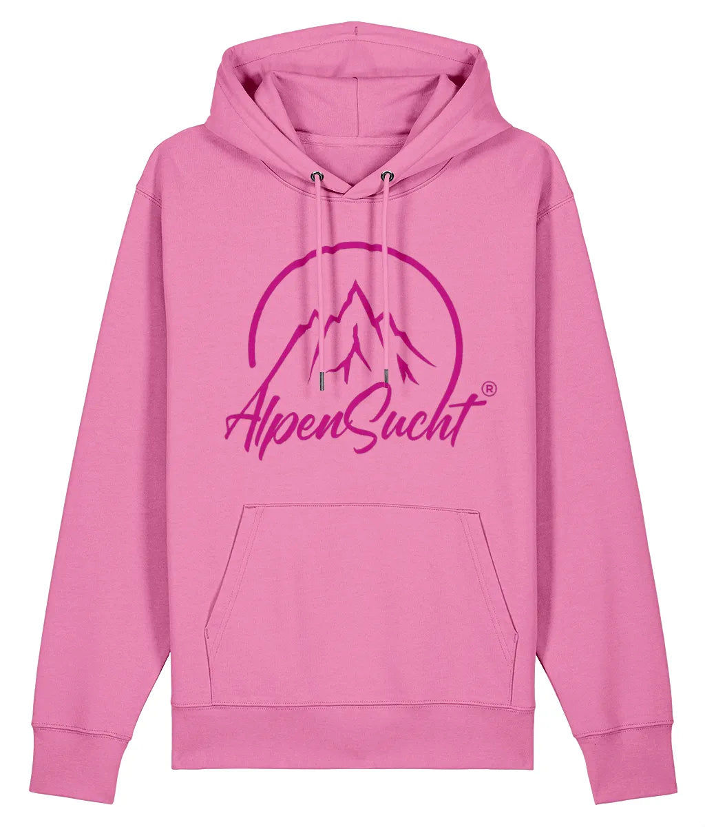 AlpenSucht® Unisex Hoodie mit pinkfarbenem Logo