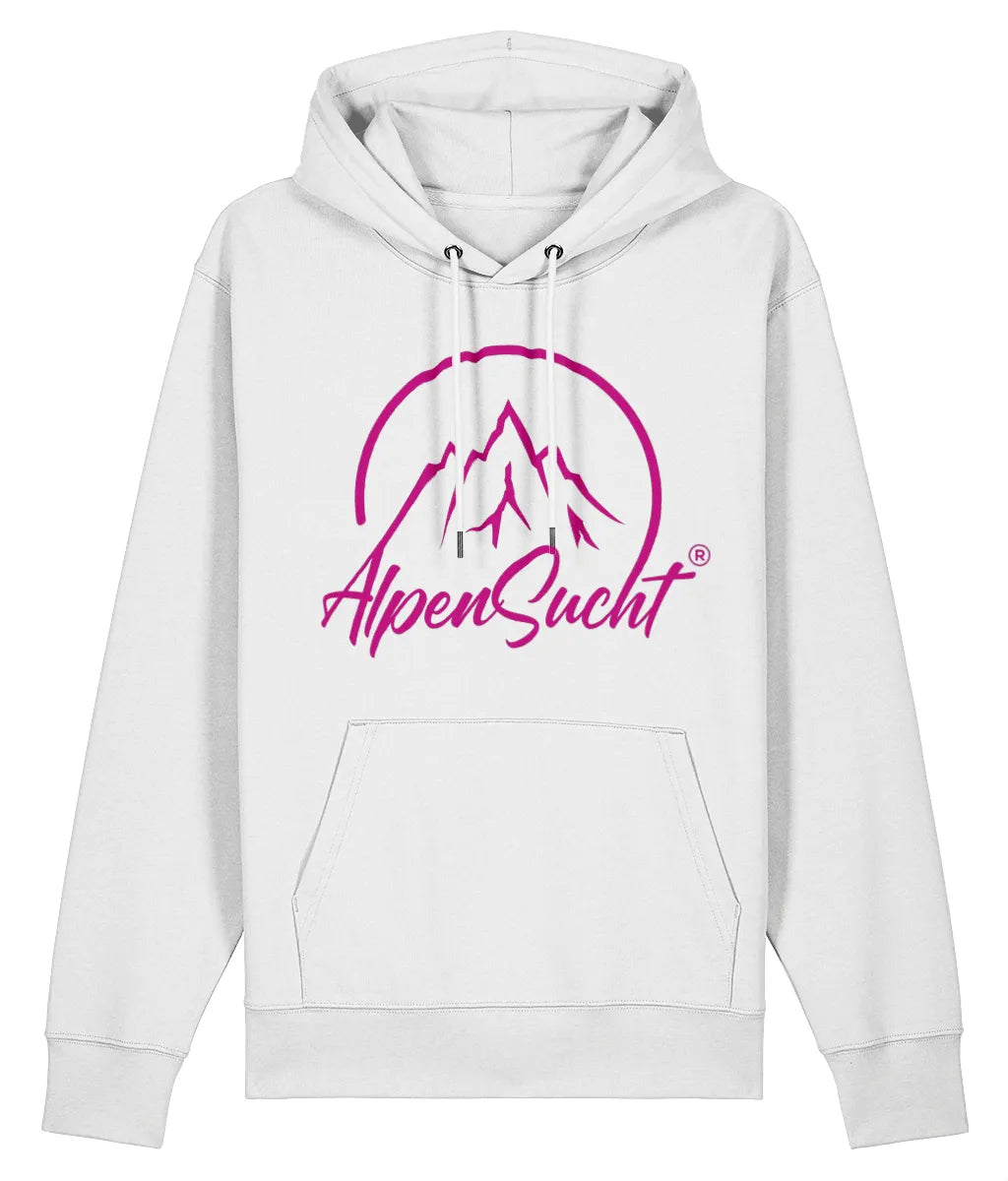 AlpenSucht® Unisex Hoodie mit pinkfarbenem Logo