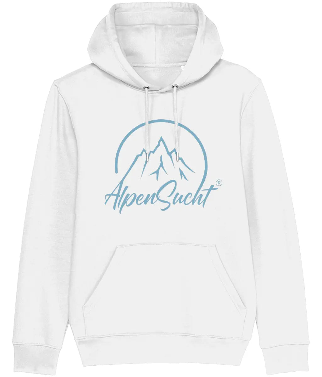 AlpenSucht® Unisex Hoodie mit eisblauem Logo