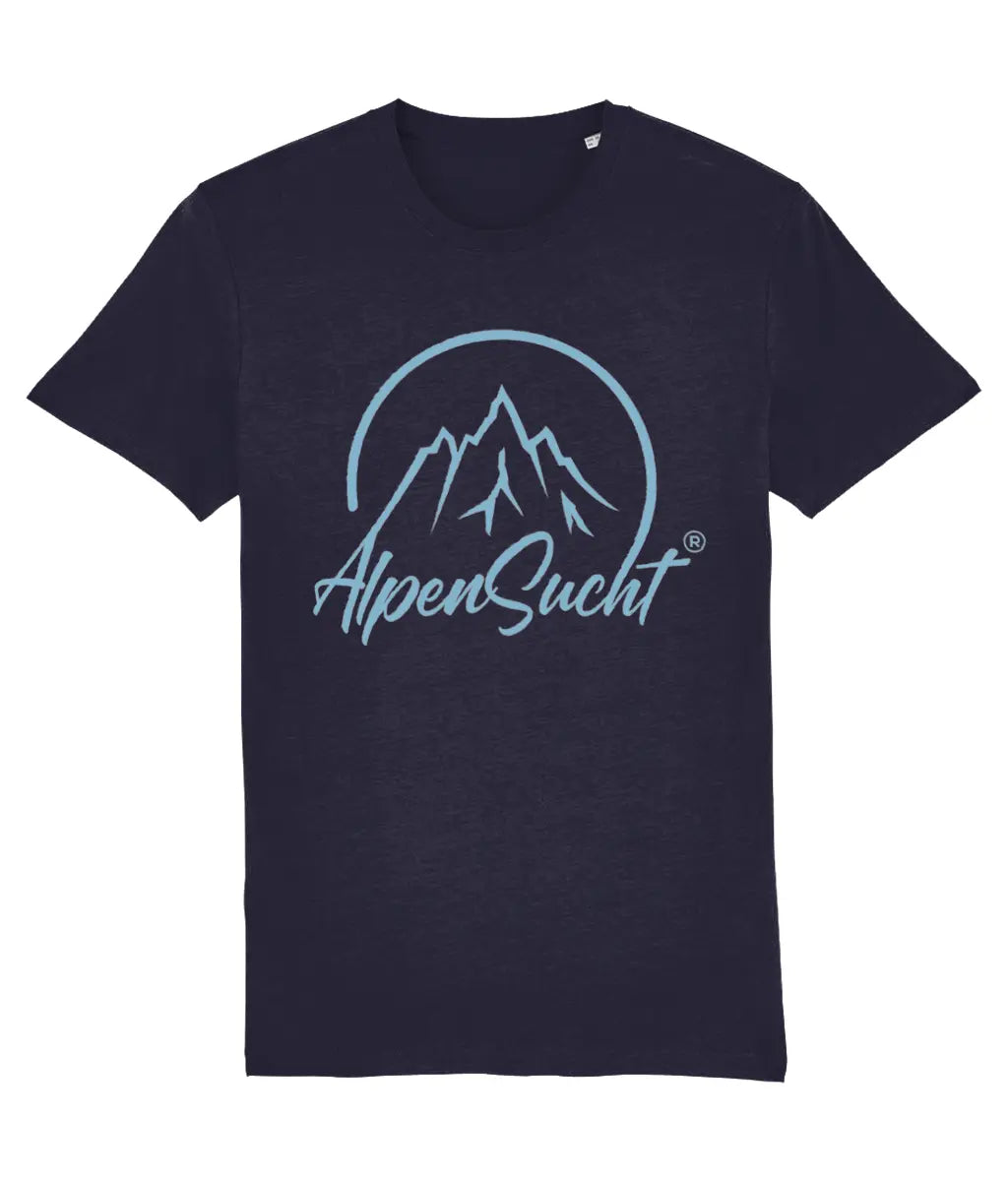 AlpenSucht® Organic Unisex T-Shirt mit eisblauem Logo