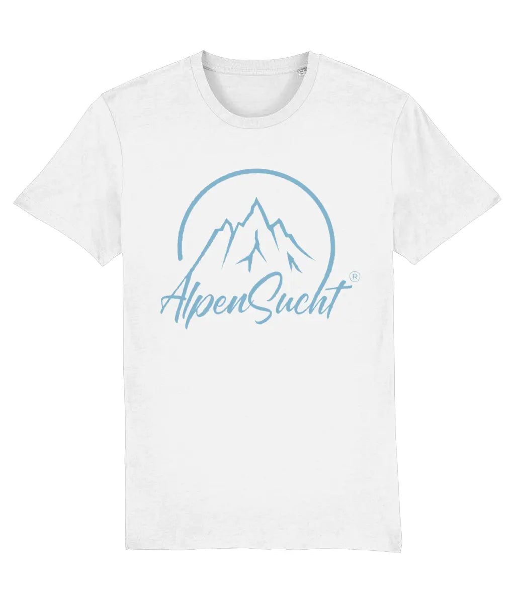 AlpenSucht® Organic Unisex T-Shirt mit eisblauem Logo