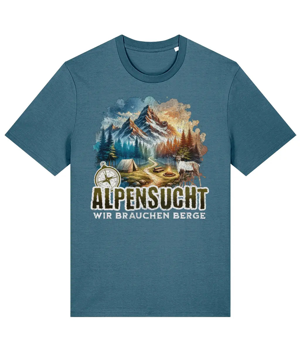 AlpenSucht® Organic Unisex T-Shirt "Mountains Evening"
