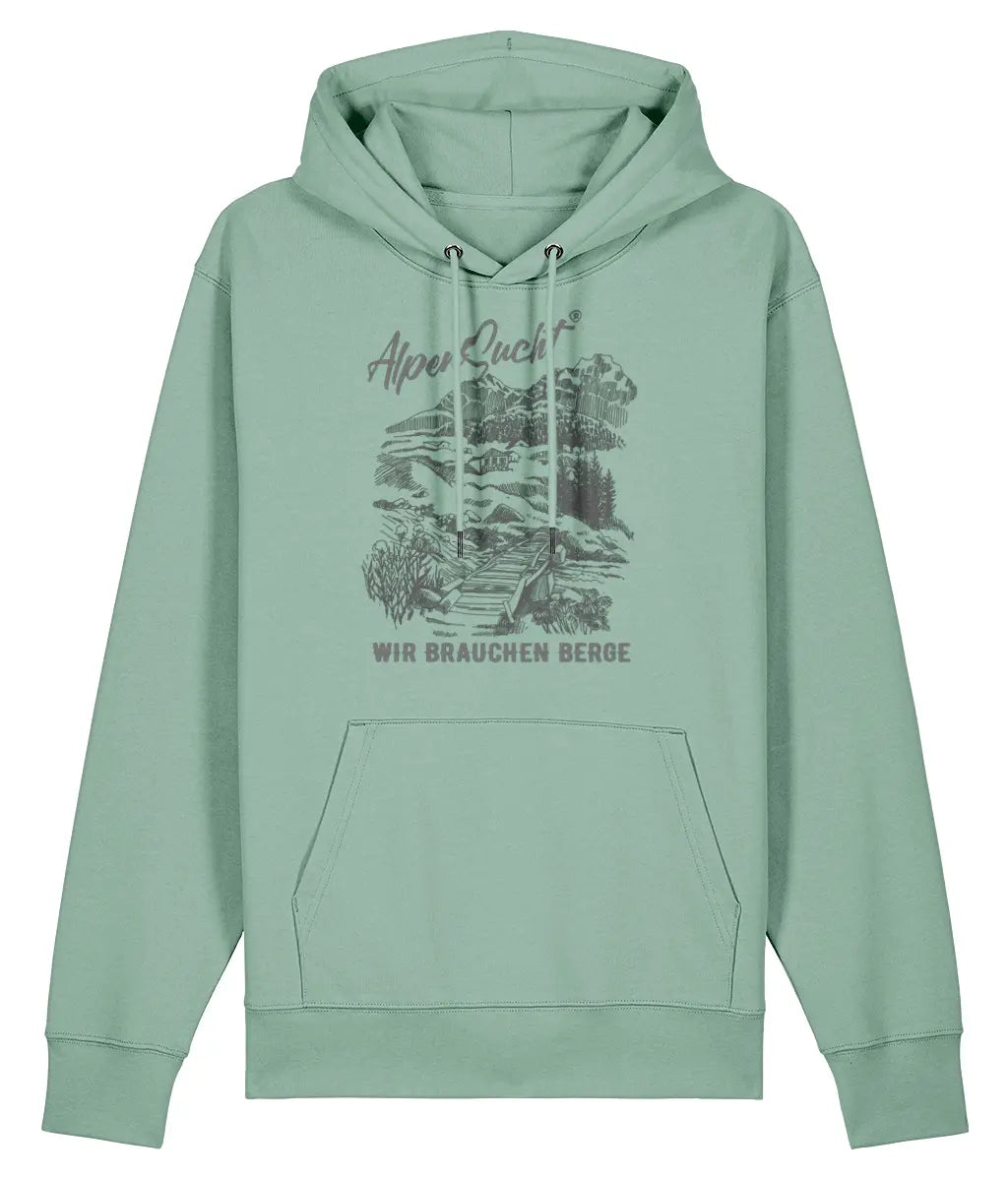 AlpenSucht® Unisex Hoodie "Wir brauchen Berge"