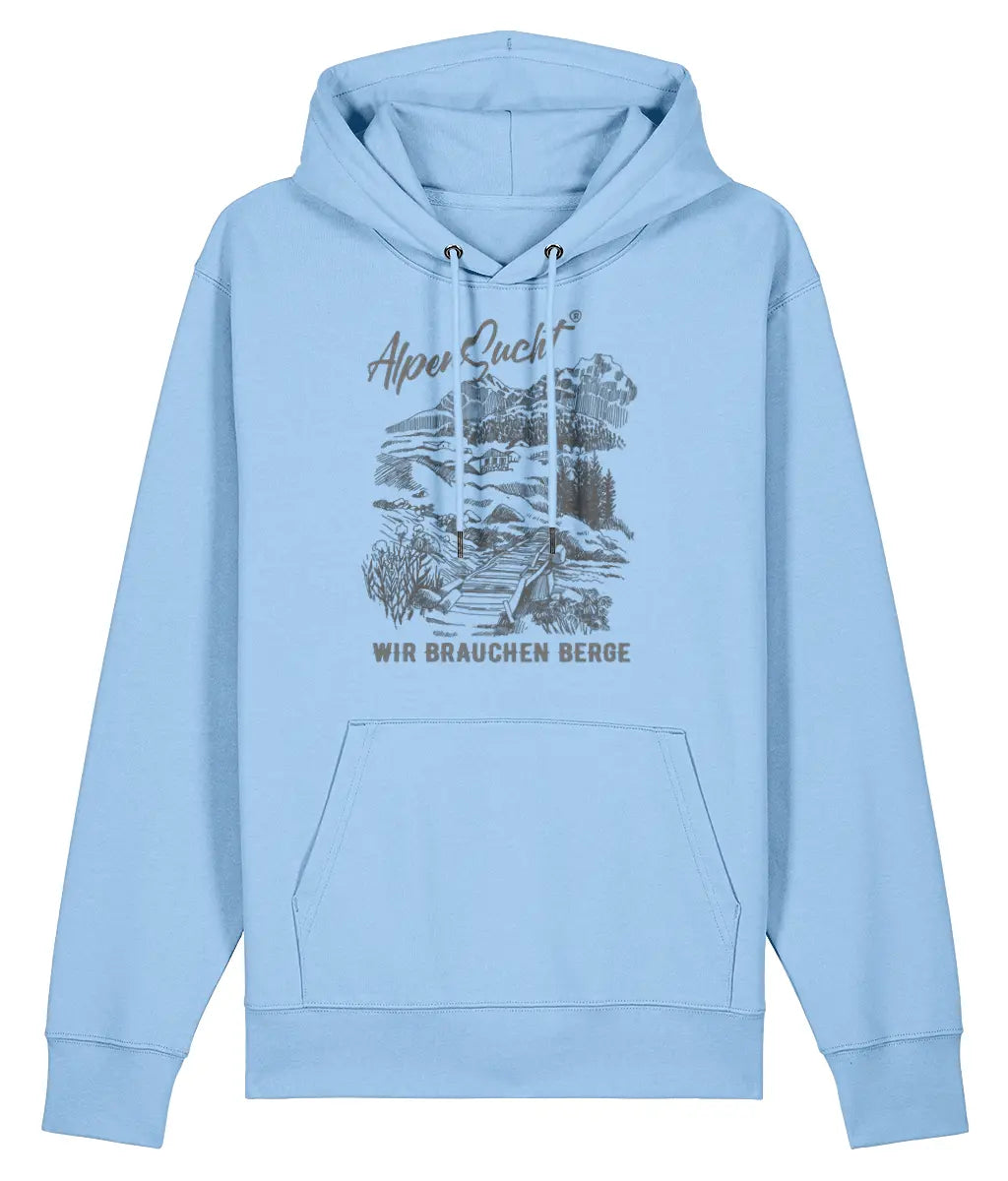 AlpenSucht® Unisex Hoodie "Wir brauchen Berge"