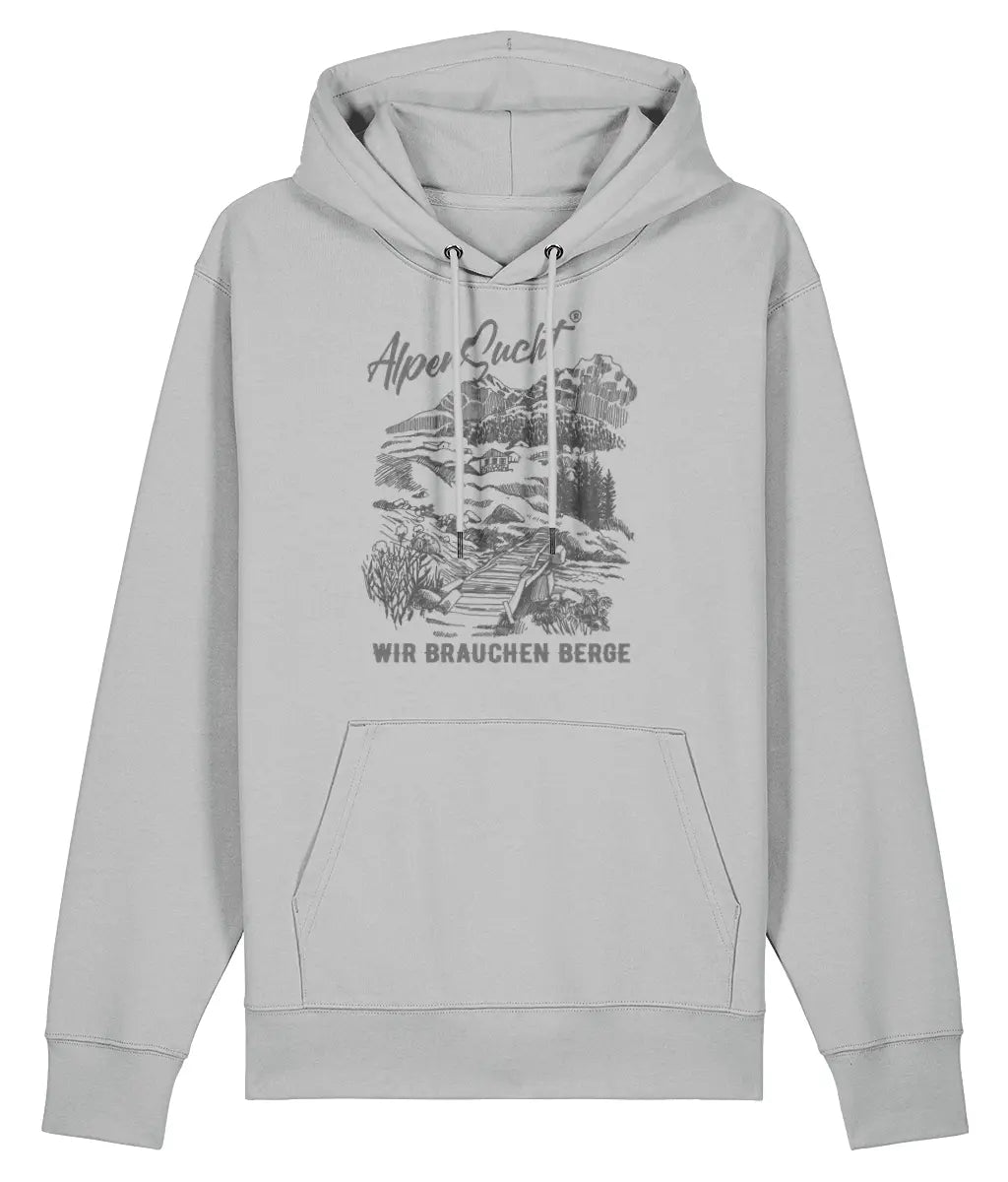 AlpenSucht® Unisex Hoodie "Wir brauchen Berge"