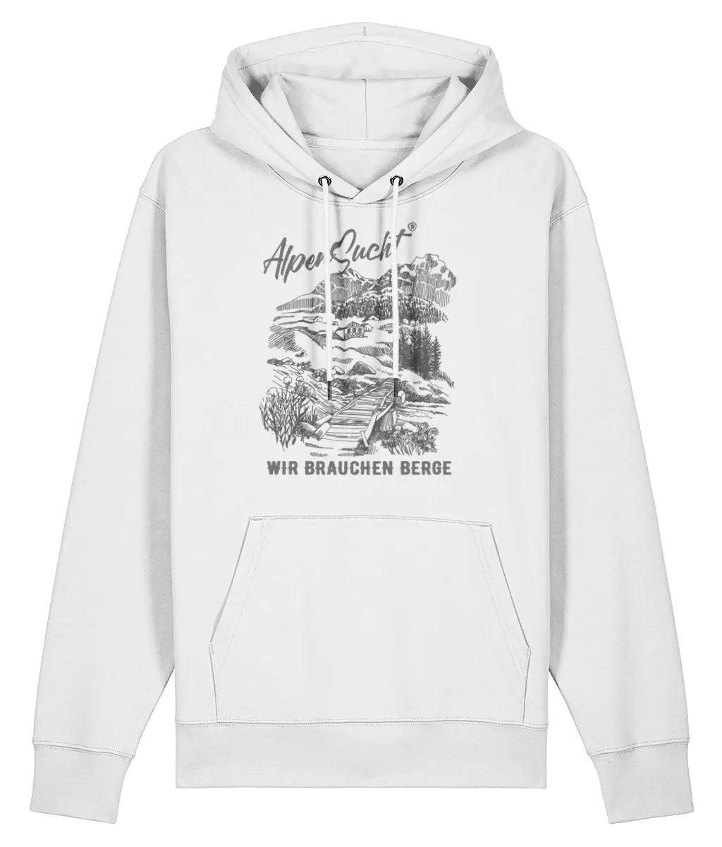 AlpenSucht® Unisex Hoodie "Wir brauchen Berge"