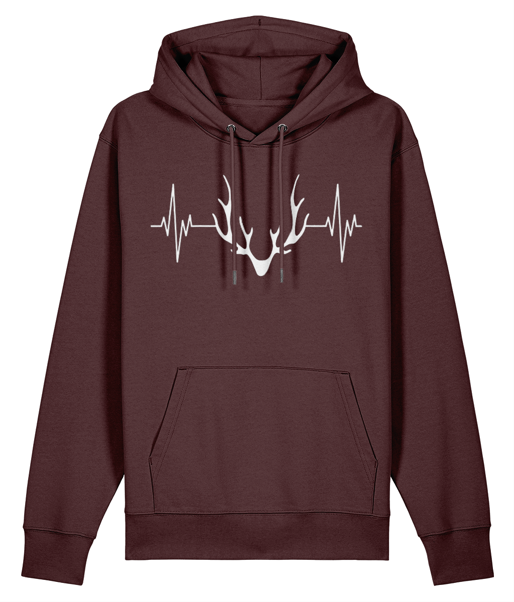 AlpenSucht® Unisex Hoodie "Herzschlag Geweih"