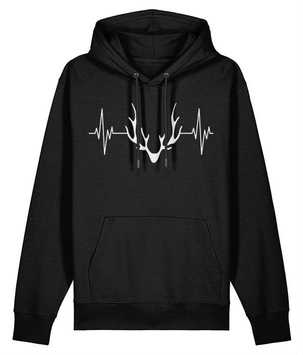 AlpenSucht® Unisex Hoodie "Herzschlag Geweih"