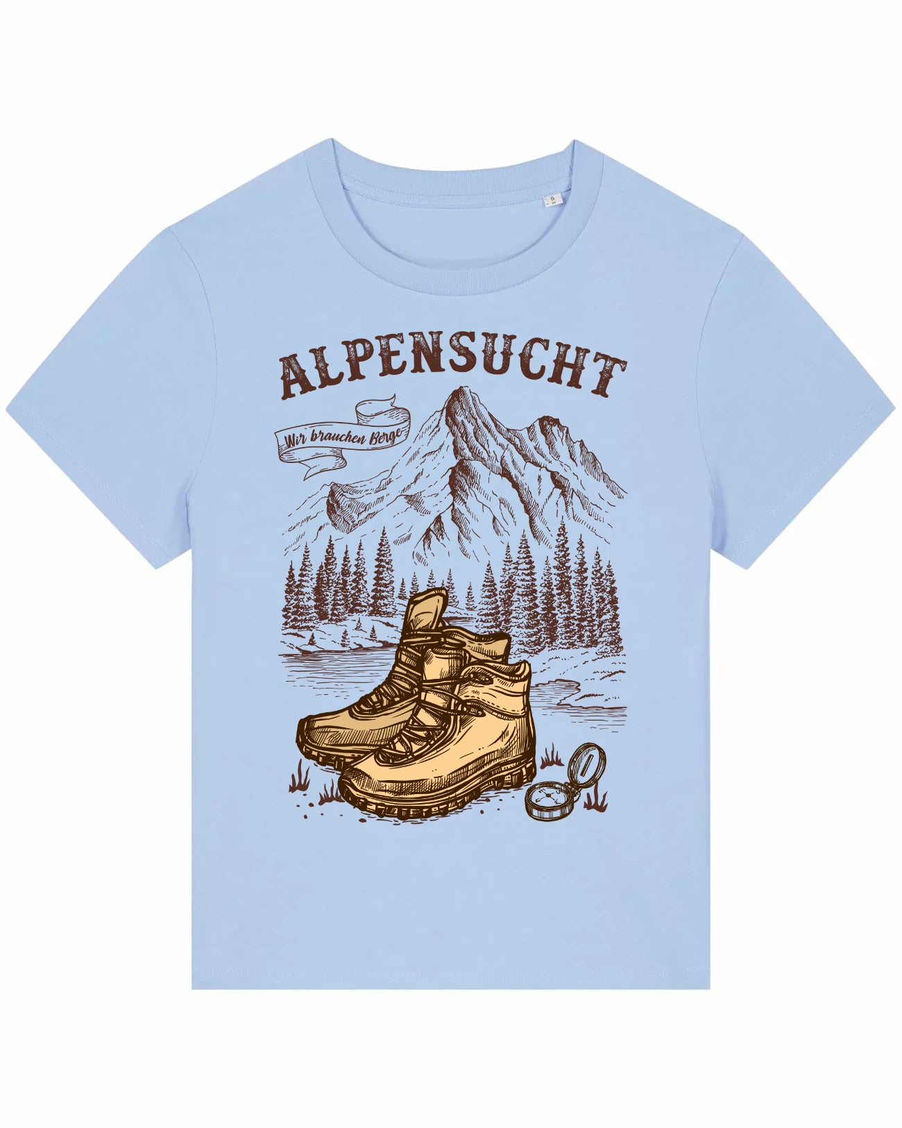 AlpenSucht® Organic Damen T-Shirt "Wanderschuhe"