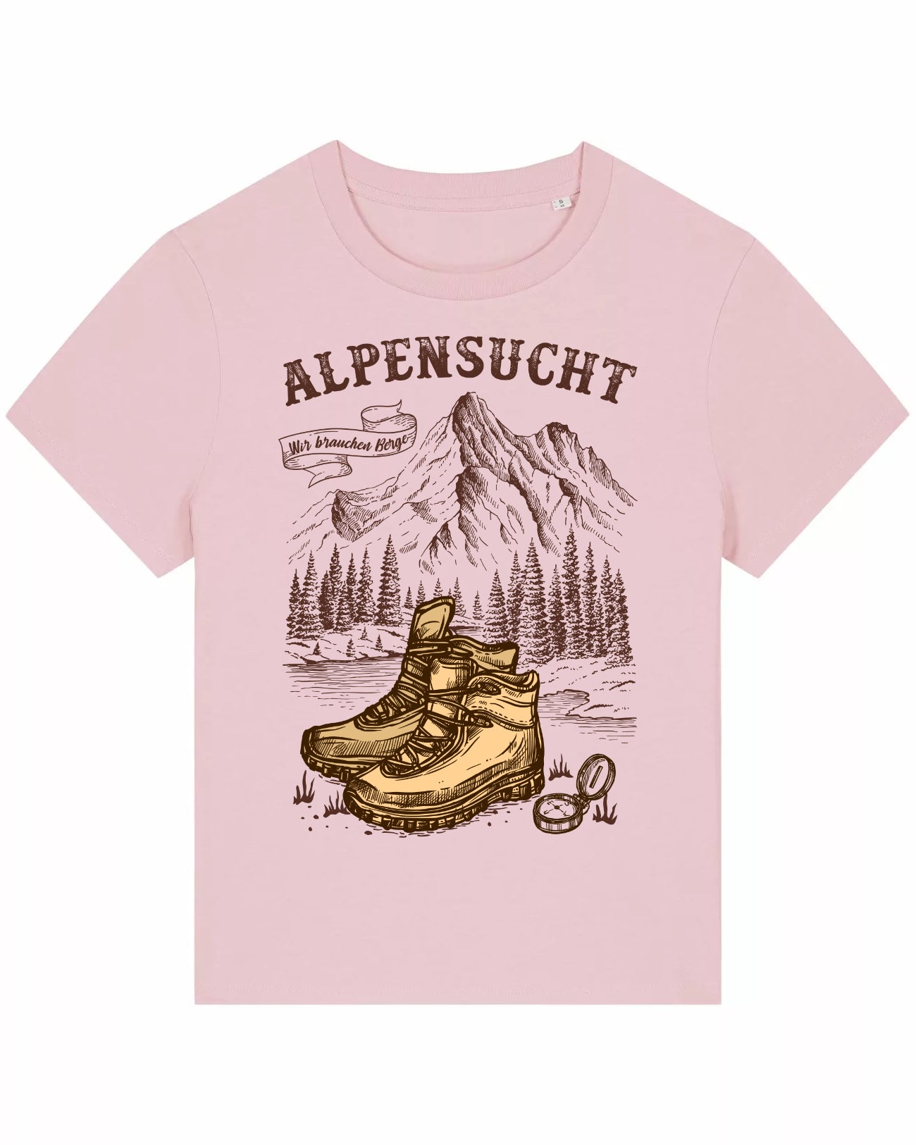 AlpenSucht® Organic Damen T-Shirt "Wanderschuhe"