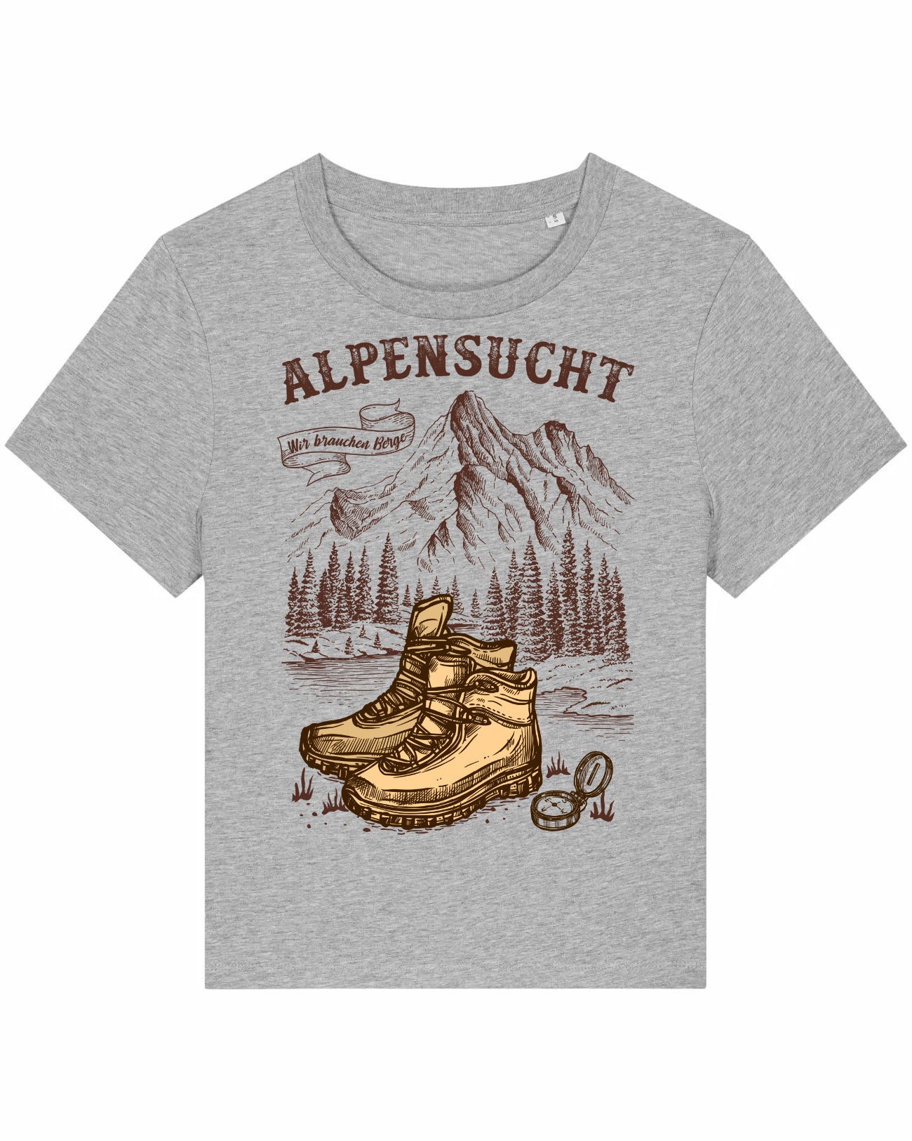 AlpenSucht® Organic Damen T-Shirt "Wanderschuhe"