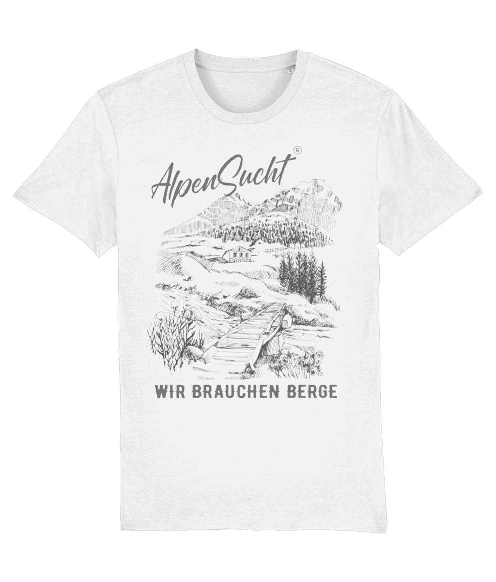 AlpenSucht® Organic Unisex T-Shirt "Wir Brauchen Berge"