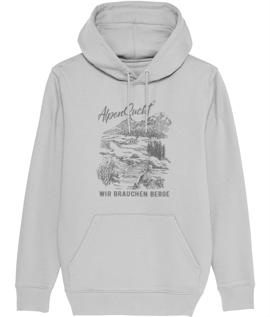 AlpenSucht® Unisex Hoodie "Wir brauchen Berge"