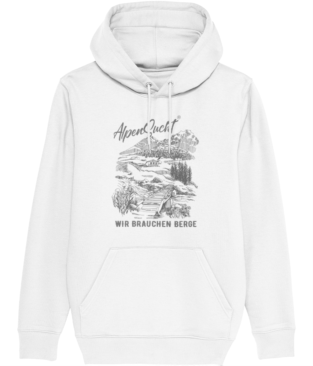 AlpenSucht® Unisex Hoodie "Wir brauchen Berge"