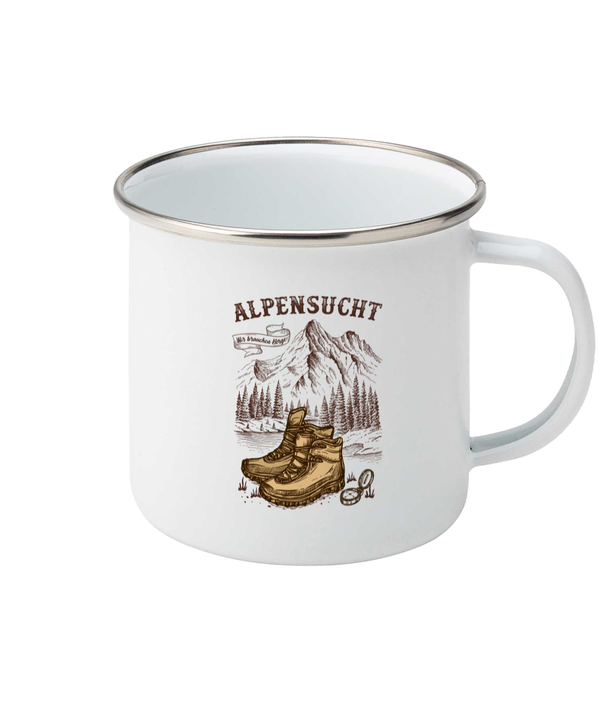 AlpenSucht® Emaillebecher "Wanderschuhe"